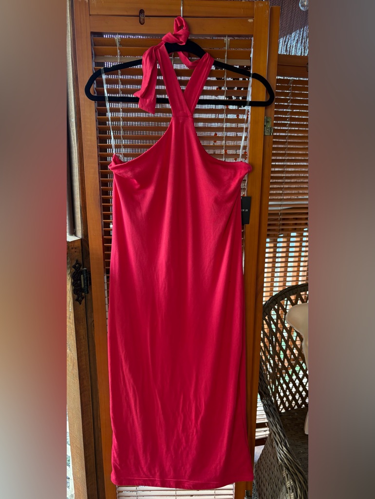 Forever 21 Hot Pink Halter Maxi Dress